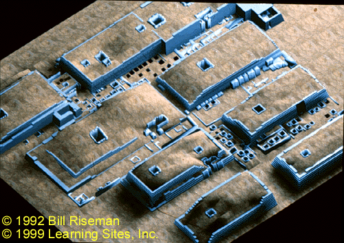 aerial view of the mastabas at Giza, reconstructed
