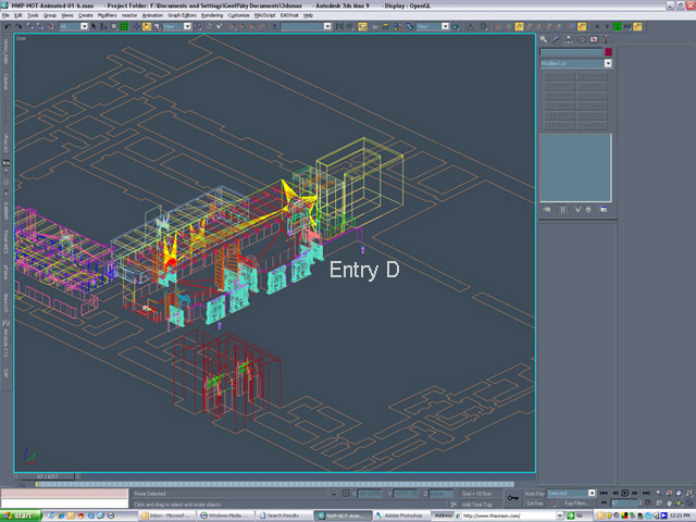 3DStudioMax view of extrusion process