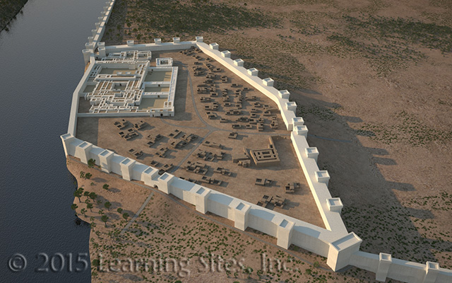 Rendering reconstructing Nimrud in the mid 9th c. BCE