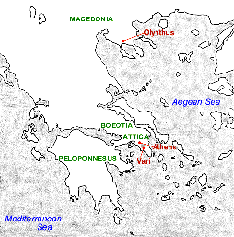 map showing Olynthus' location