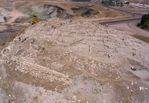 aerial view of the excavations