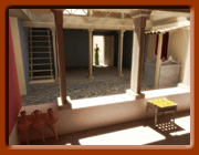 House of Many Colors, model of interior courtyard