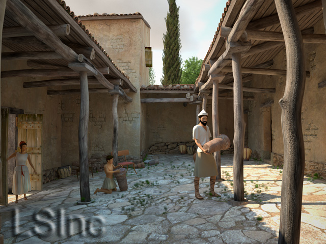 Digital reconstruction of the Vari House central courtyard
